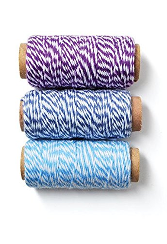 Hemptique, 2-lagig, 3-teilig, Stärke Medium Hanfschnur Bäckergarn/Mini-Spule Box-Set Delfin, Mehrfarbig